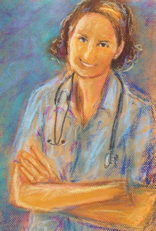 Un médecin, Pastel. Illustration for a book.