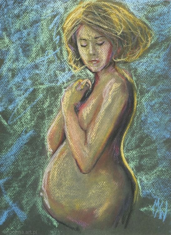Mother, Pastel. Illustration for a book.