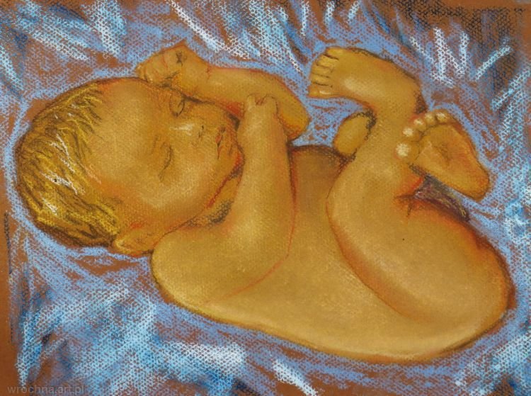 Baby 1, Pastel. Illustration for a book.