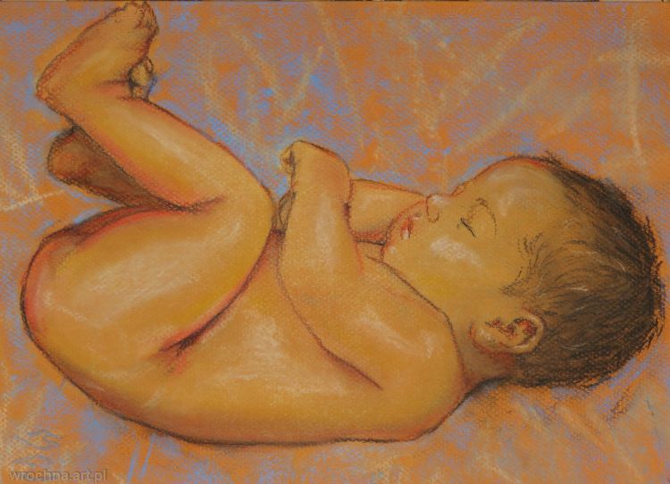 Baby 2, Pastel. Illustration for a book.